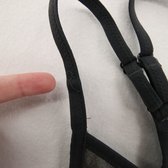 Nike Sports Bra Gray Green Black Dri-FIT V-Neck Racerback Strappy Mesh Size M - Picture 7 of 11